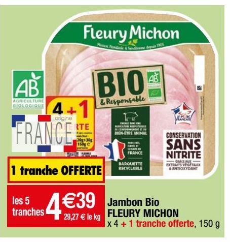 jambon bio Fleury Michon