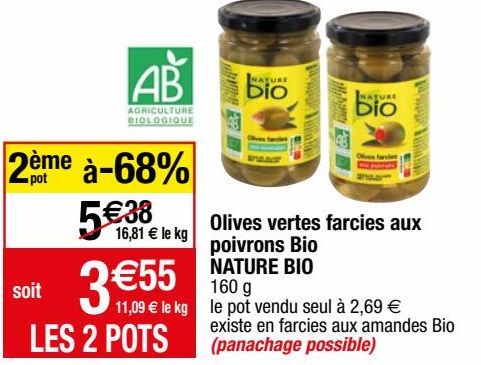 olives vertes farcies aux poivrons bio nature bio