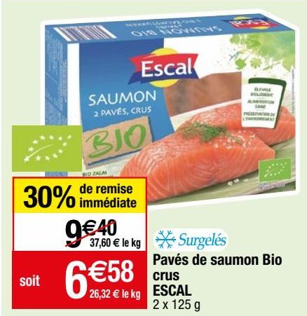 pavés de saumon bio crus Escal