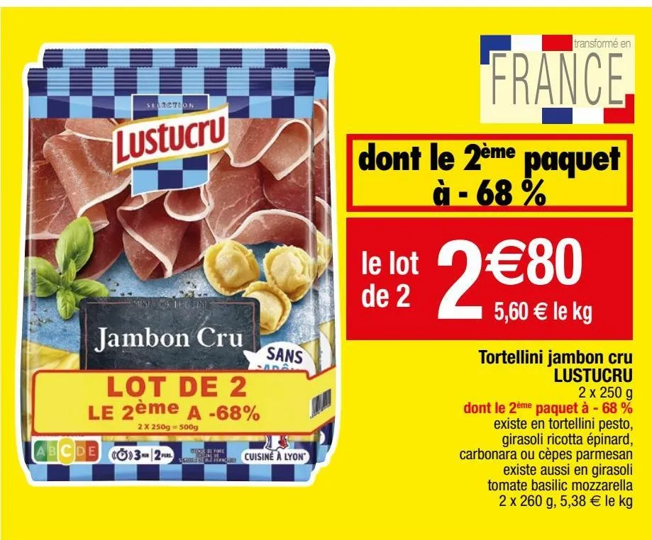 tortellini jambon cru lustucru