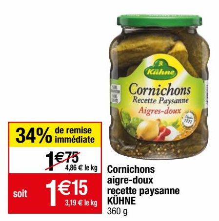 cornichons aigre-doux recette paysanne Kuhne