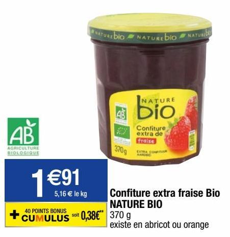 confiture extra fraise bio nature bio