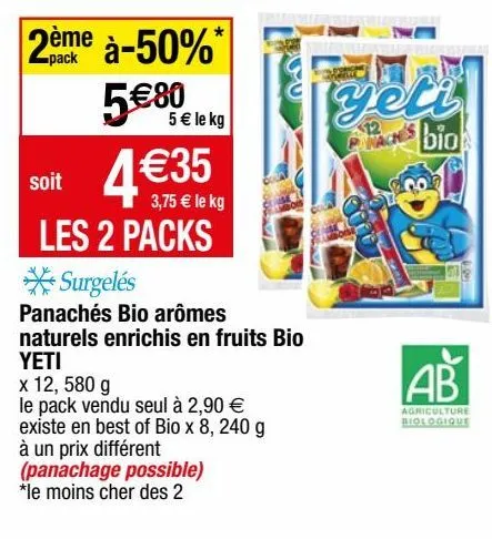 panachés bio arômes naturels enrichis en fruits bio yeti