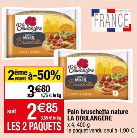 pain bruschetta nature la boulangére