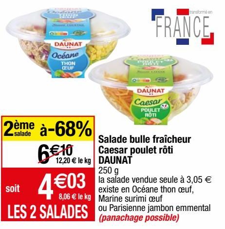 salade bulle fraisheur caesar poulet roti Daunat