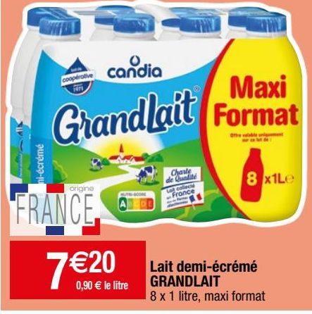 lait demi-écrémé Grandlait