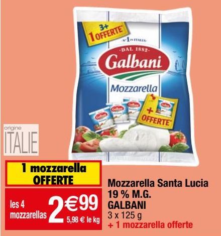 mozzarella santa lucia 19% M.G. Galbani