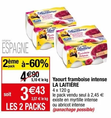 yaourt framboise intense la laitière