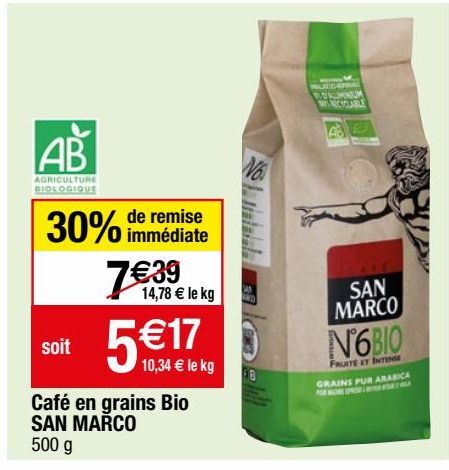 café en grains bio San Marco