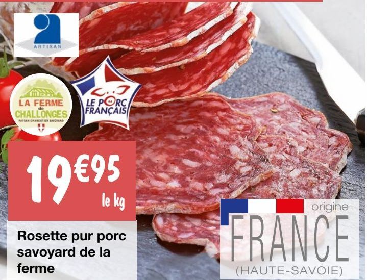 Rosette pur porc savoyard de la ferme