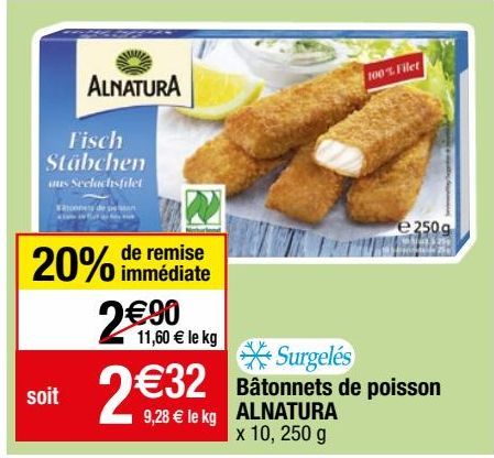 bâtonnets de poisson Alnatura