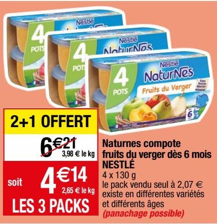 Naturnes compote fruits du verger dés 6 mois Nestlé