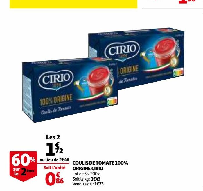 Coulis de tomate 100% origine cirio