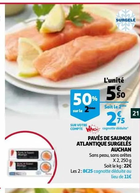 paves de saumon atlantique surgeles auchan