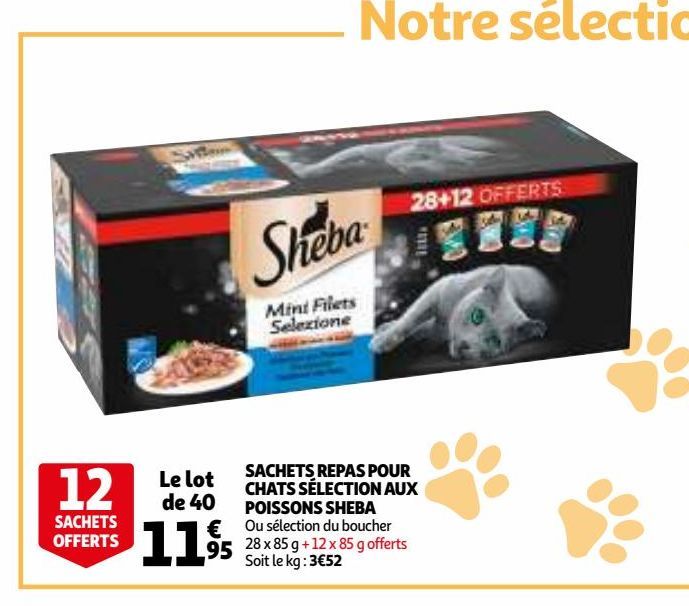 Sachets repas pour chats selection aux poissons sheba