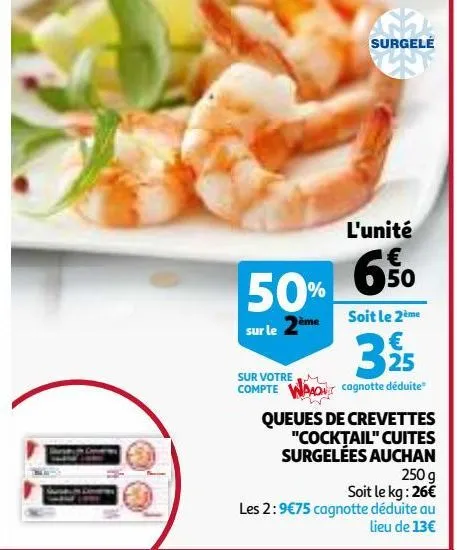 queues de crevettes cocktail cuites surgelees auchan