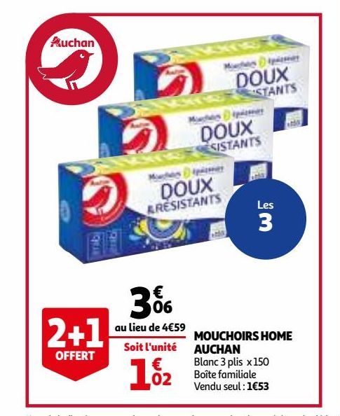 mouchoirs home auchan