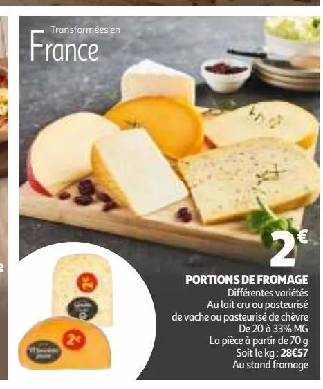 portions de fromage