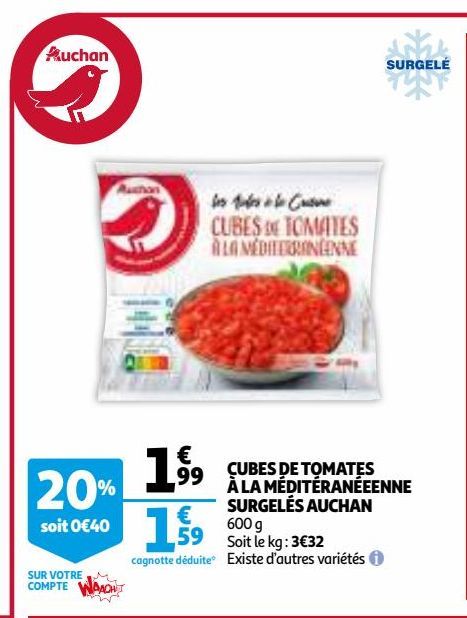 Cubes de tomates a la mediterraneenne surgeles auchan