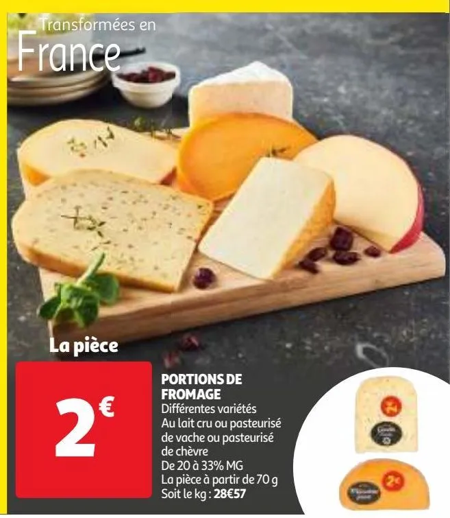 portions de fromage