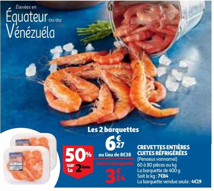 CREVETTES ENTIÈRES CUITES RÉFRIGÉRÉES