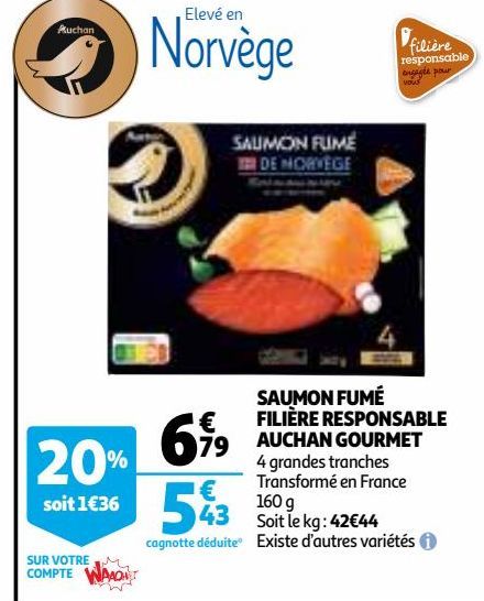 SAUMON FUMÉ FILIÈRE RESPONSABLE AUCHAN GOURMET