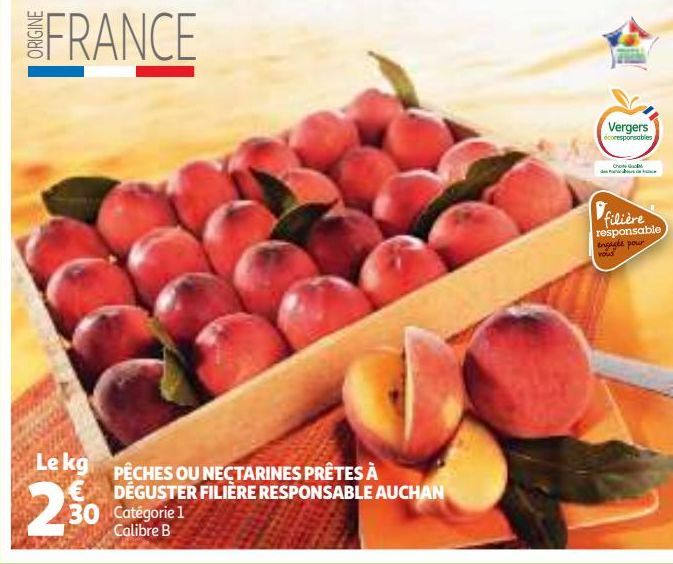 PÊCHES OU NECTARINES PRÊTES À DÉGUSTER FILIÈRE RESPONSABLE AUCHAN