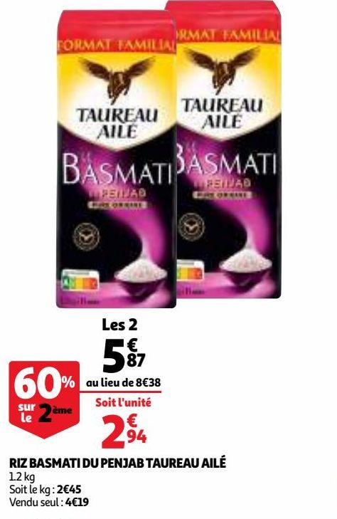 RIZ BASMATI DU PENJAB TAUREAU AILÉ