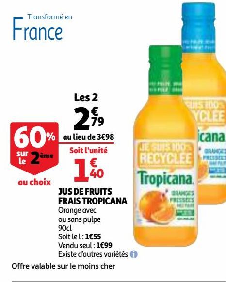 JUS DE FRUITS FRAIS TROPICANA