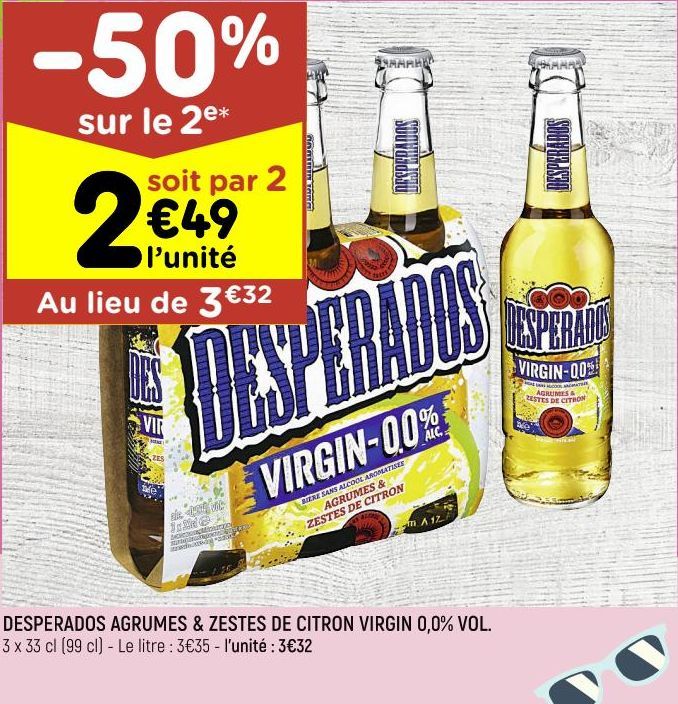 Desperados agrumes & zestes de citron virgin 0.0% vol