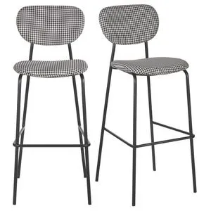 Lot de 2 chaises de bar professionnelles tissu pied-de-poule et métal noir offre à 188,3€ sur Maisons du Monde