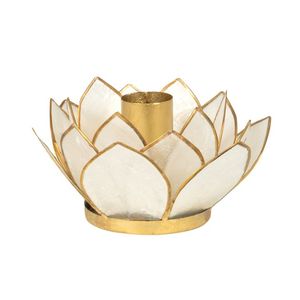 Bougeoir lotus en nacre et métal blanc et doré offre à 7,99€ sur Maisons du Monde