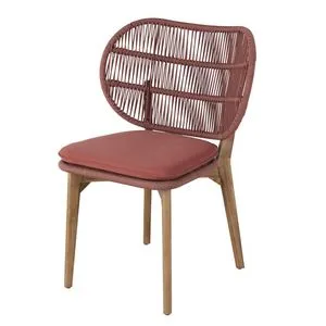 Chaise de jardin professionnelle en bois d'acacia et corde tressée avec coussin terracotta offre à 195,3€ sur Maisons du Monde