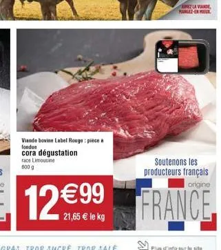 viande bovine label rouge: piece a fondue cora dégustation race limousine 600 g  anez la viande mangez-in m  soutenons les producteurs français origine  france