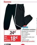 Homme  soff  24€  18€  BASIC Pantalon mateten  exemple de composition 56% coton 44% polyester de S  XL 