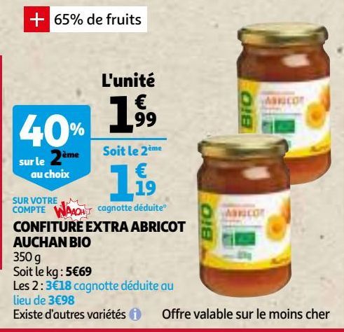 confiture extra abricot auchan bio