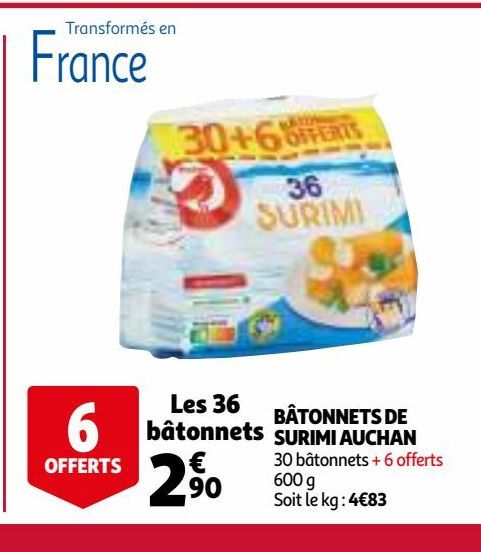 bâtonnets de surimi auchan