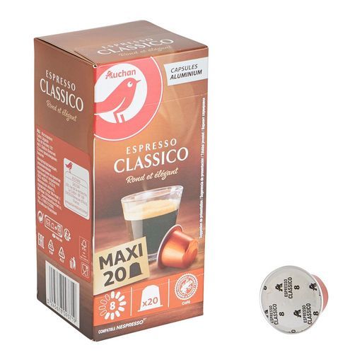 Cafe espresso en capsules aluminium Auchan