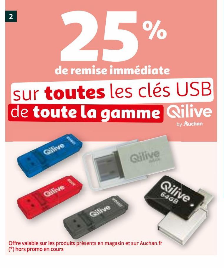 25% de remise immediate sur toutes les clés USB de toute la gamme Qilive