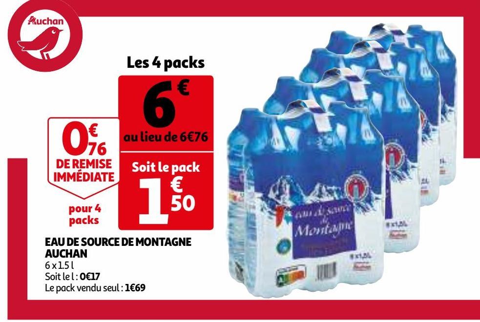 eau de source de montagne Auchan
