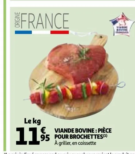 viande bovine: piece pour brochettes