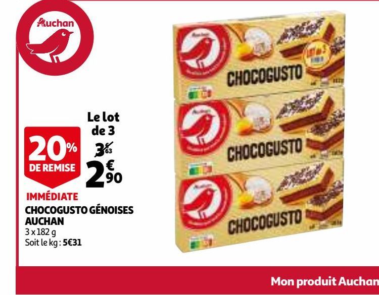 Chocogusto genoises Auchan