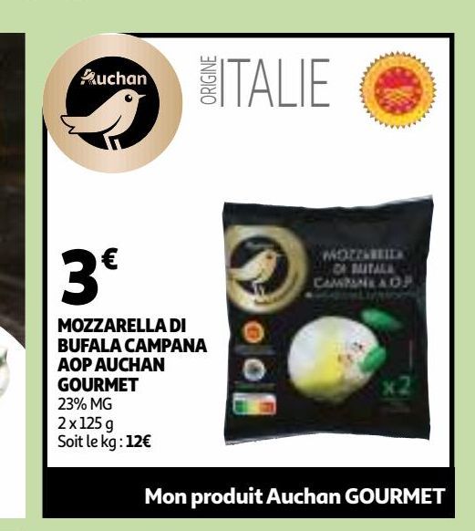 mozzarella di bufala campana AOP Auchan Gourmet