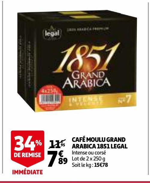 café moulu grand arabica 1851 legal