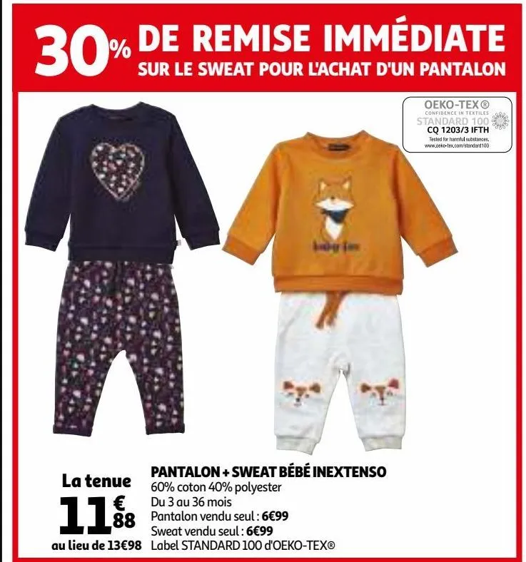 pantalon + sweat bébé inextenso