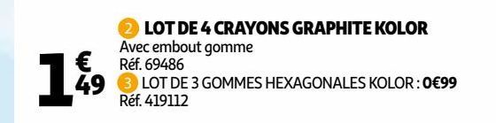 LOT DE 4 CRAYONS GRAPHITE KOLOR