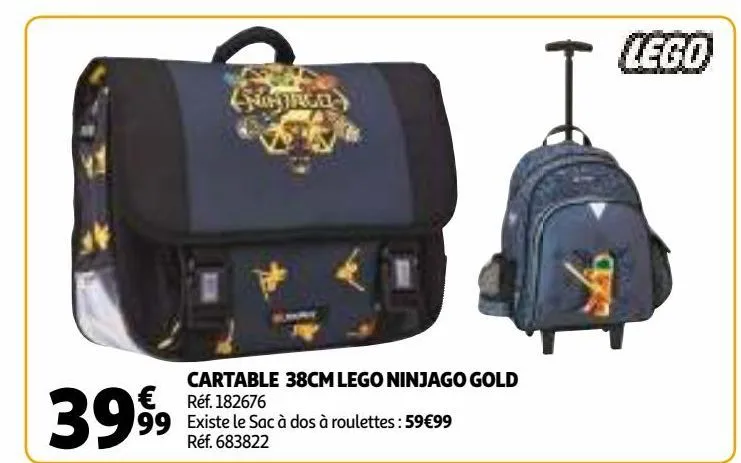 cartable 38cm lego ninjago gold