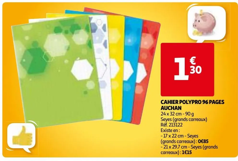 cahier polypro 96 pages auchan