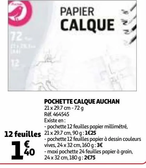 pochette calque auchan