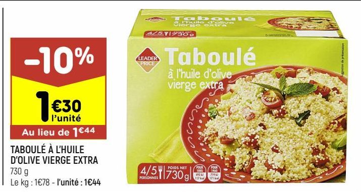 Taboulé à l'huile d'olive vierge extra